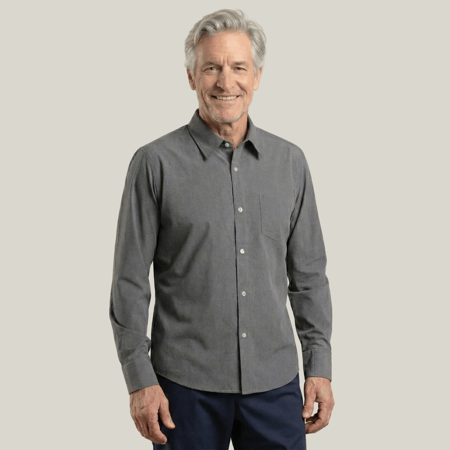 Joe & Bella Magnetic Button-Down for Men | Relaxed-Fit#Heathered Grey