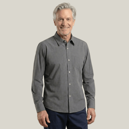 Joe & Bella Magnetic Button-Down for Men | Relaxed-Fit#Heathered Grey