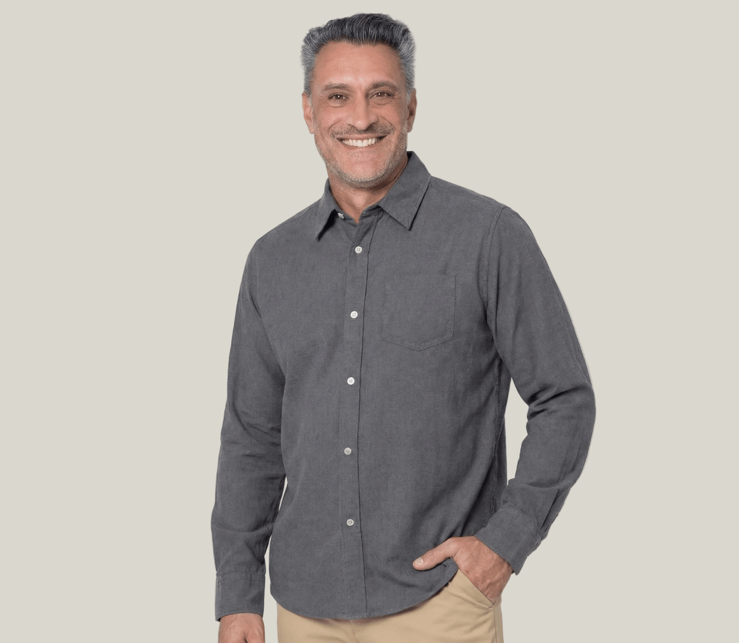 Joe & Bella Magnetic Button-Down for Men | Relaxed-Fit#Heathered Grey