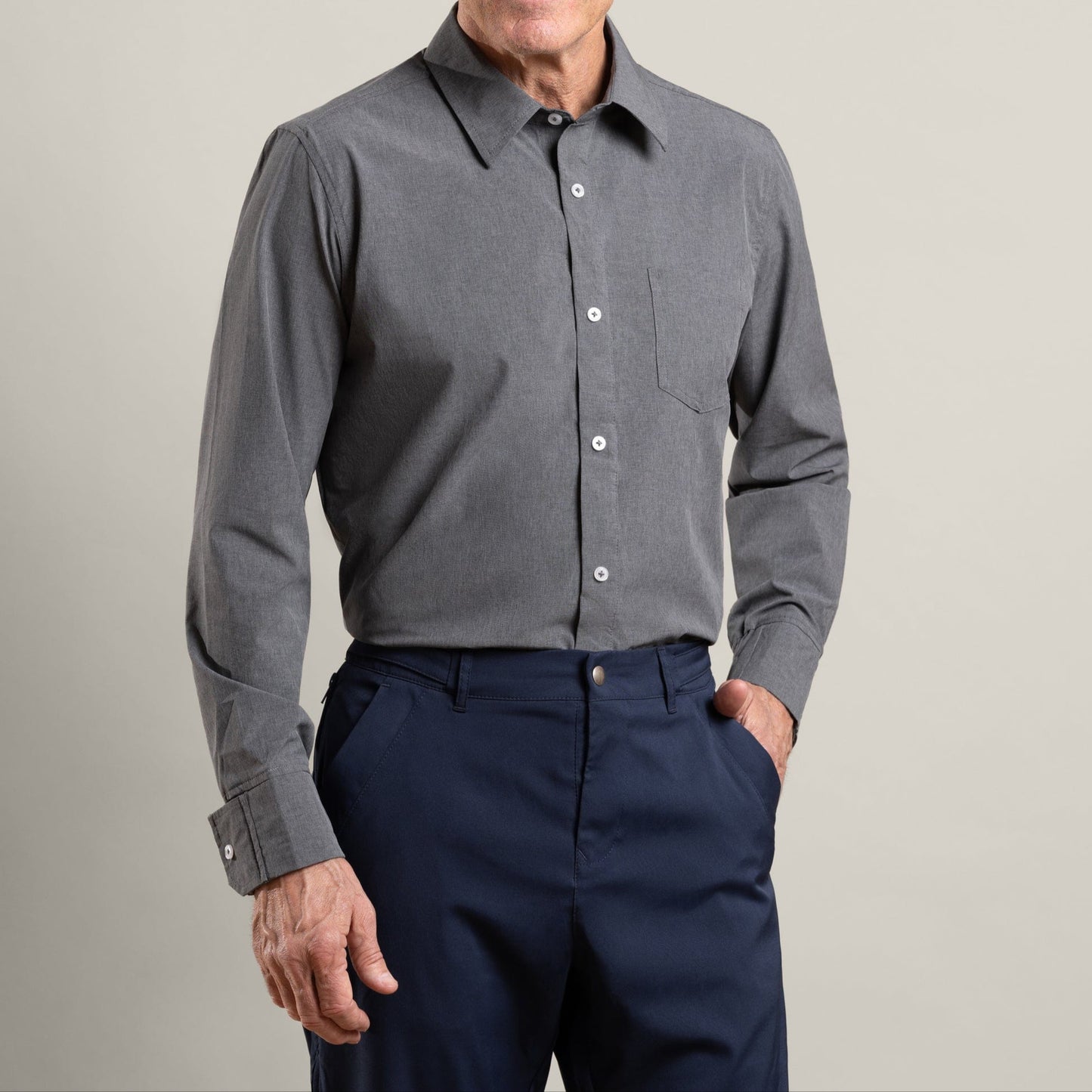 Joe & Bella Heathered Grey / S Magnetic Button-Down for Men | Relaxed-Fit#Heathered Grey