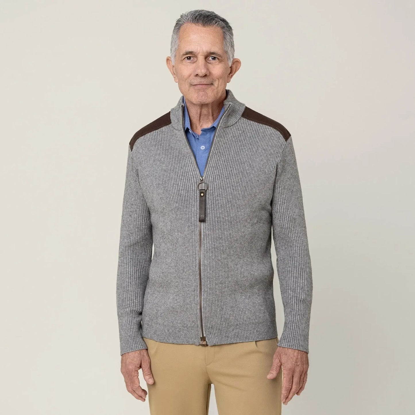 Joe & Bella Heathered Grey / S Signature Magnetic Zip-Up for Men #Heathered Grey