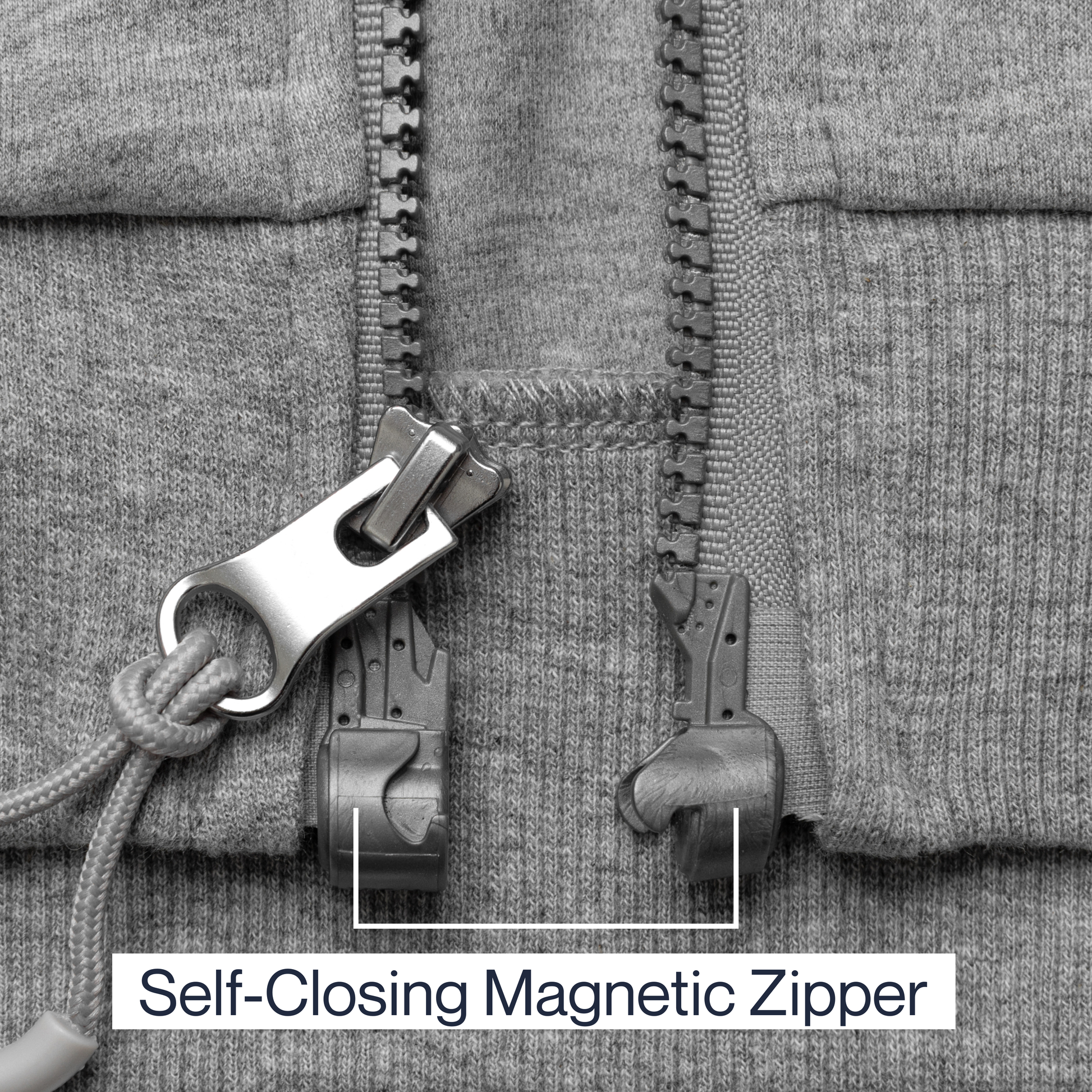 ["Joe & Bella HoodEase™: The Magnetic-Zip-Up Hoodie ", "Heathered Grey"]