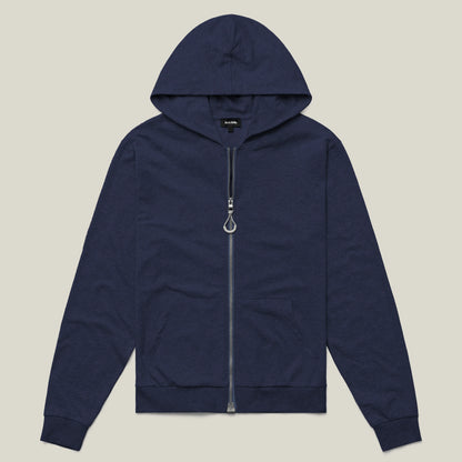 Navy blue hoodie with a zipper on a beige background #Navy