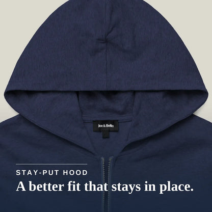 Navy blue hoodie with a zipper on a beige background #Navy