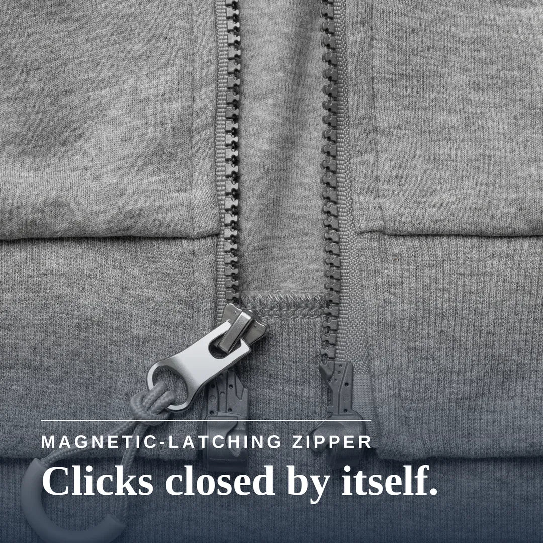 ["Joe & Bella Heathered Grey / S HoodEase™: The Magnetic-Zip-Up Hoodie for Women ", "Grey"]