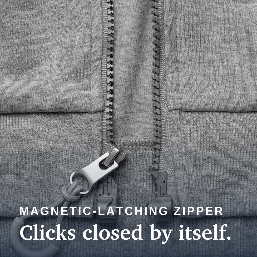 Joe & Bella Heathered Grey / S HoodEase™: The Magnetic-Zip-Up Hoodie for Women #Grey