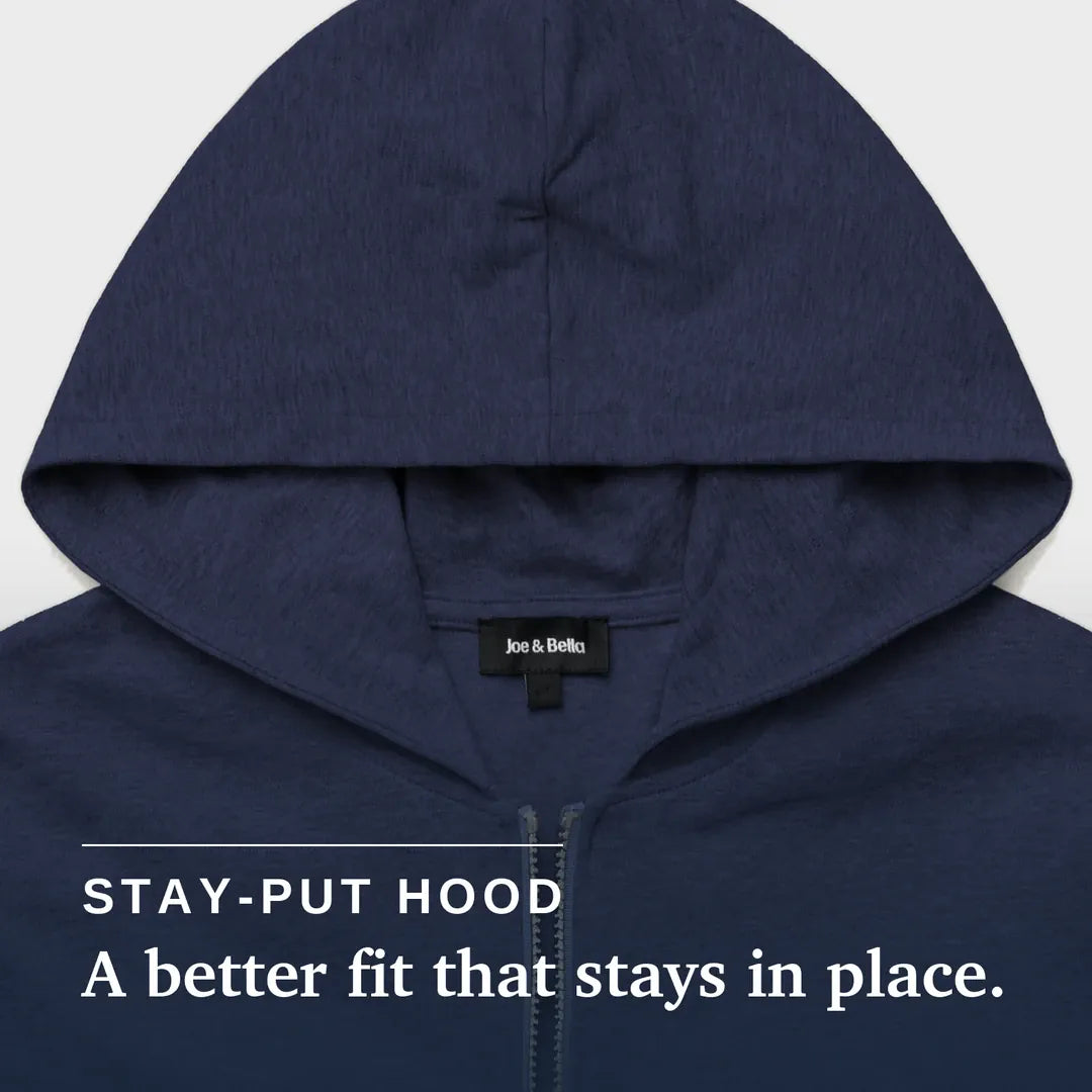 Navy blue hoodie with a zipper on a beige background #Navy