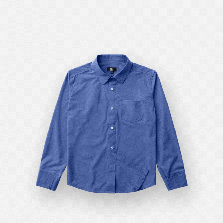 ["Joe & Bella Magnetic Button-Down for Men | Relaxed-Fit ", "Heathered Blue"]