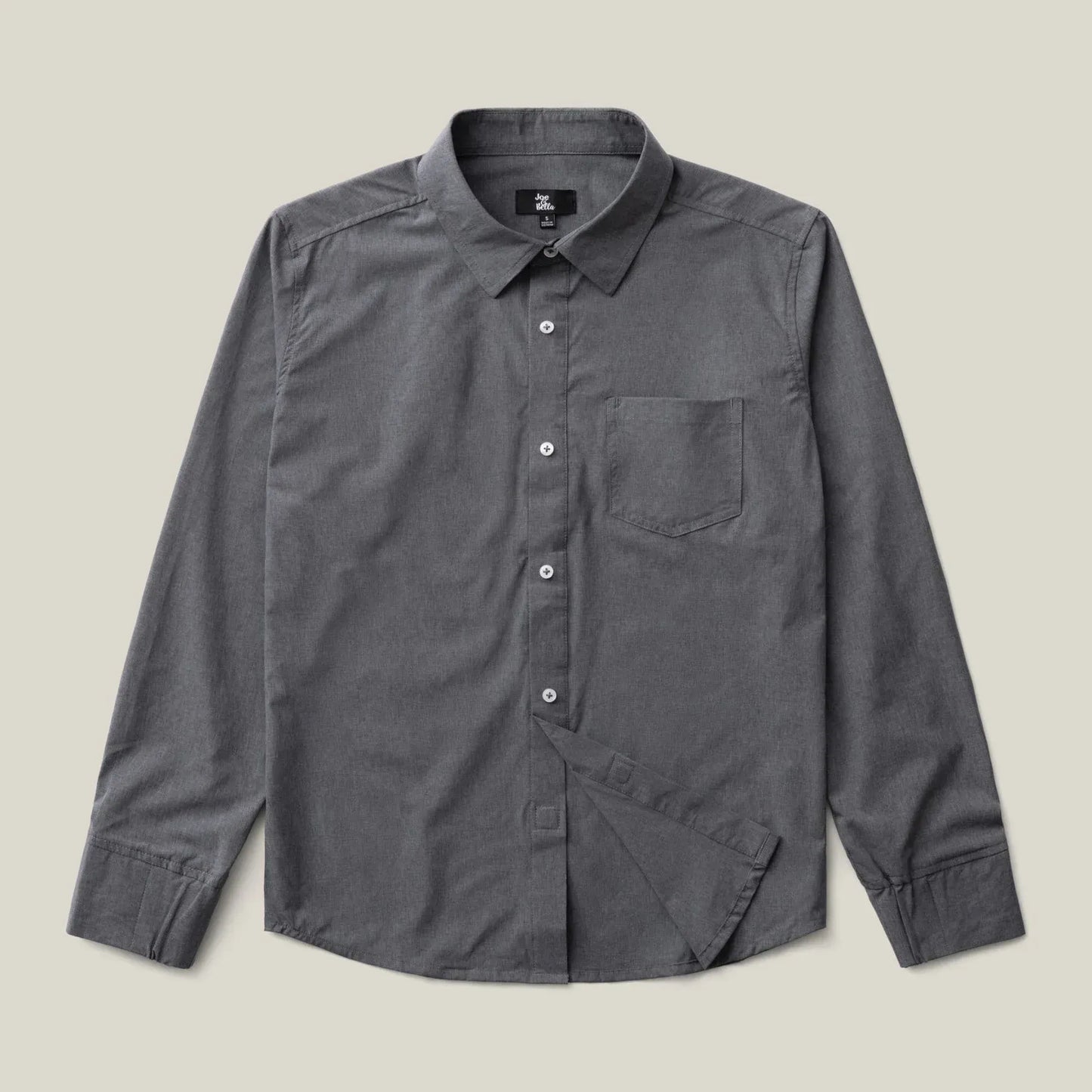 Joe & Bella Everyday Magnetic Button-Down for Men | Tailored-Fit #Heathered Grey