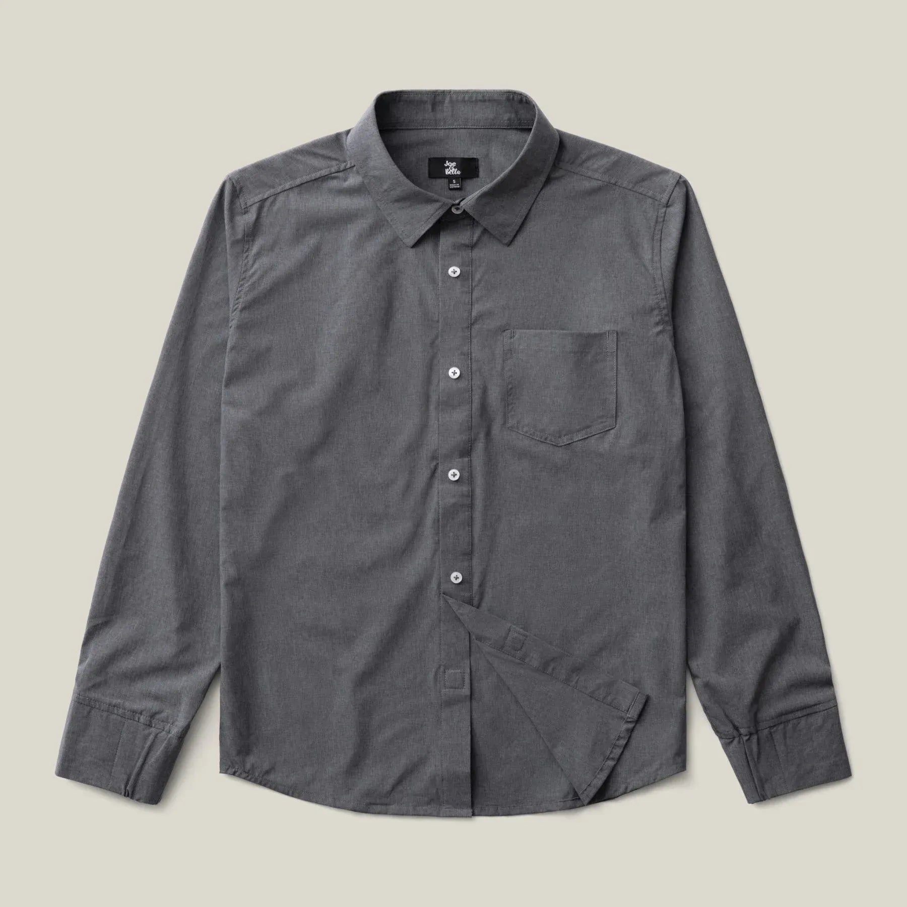 ["Joe & Bella Everyday Magnetic Button-Down for Men | Tailored-Fit ", "Heathered Grey"]