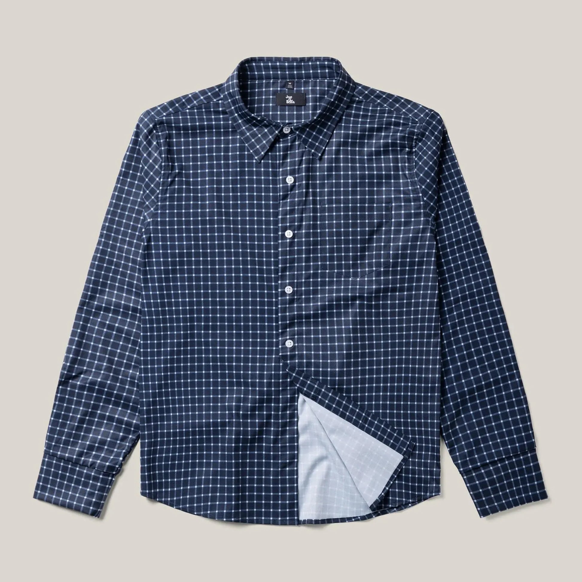 ["Joe & Bella Everyday Magnetic Button-Down for Men | Tailored-Fit ", "Navy Check"]