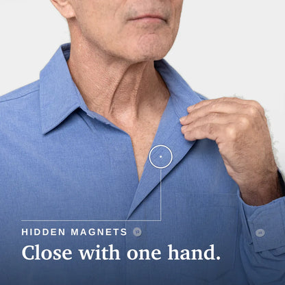 Joe & Bella Everyday Magnetic Button-Down for Men | Relaxed-Fit #Heathered Blue