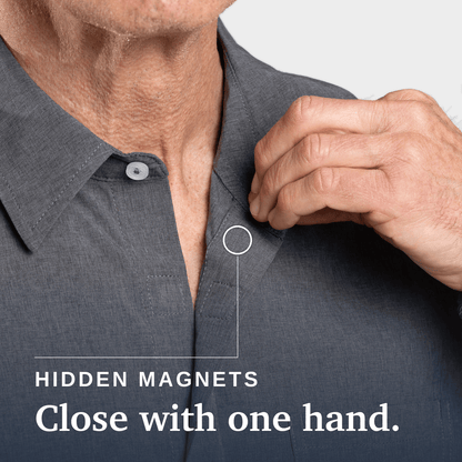 Joe & Bella Everyday Magnetic Button-Down for Men | Relaxed-Fit #Heathered Grey