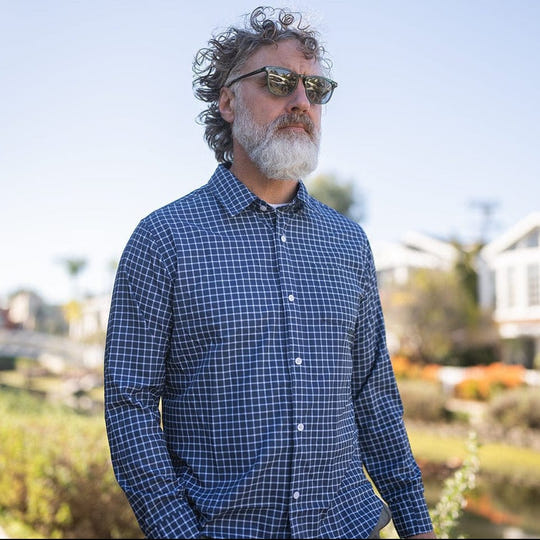Joe & Bella Everyday Magnetic Button-Down for Men | Tailored-Fit #Navy Check