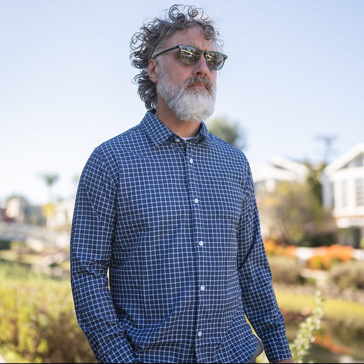 Joe & Bella Everyday Magnetic Button-Down for Men | Tailored-Fit #Navy Check
