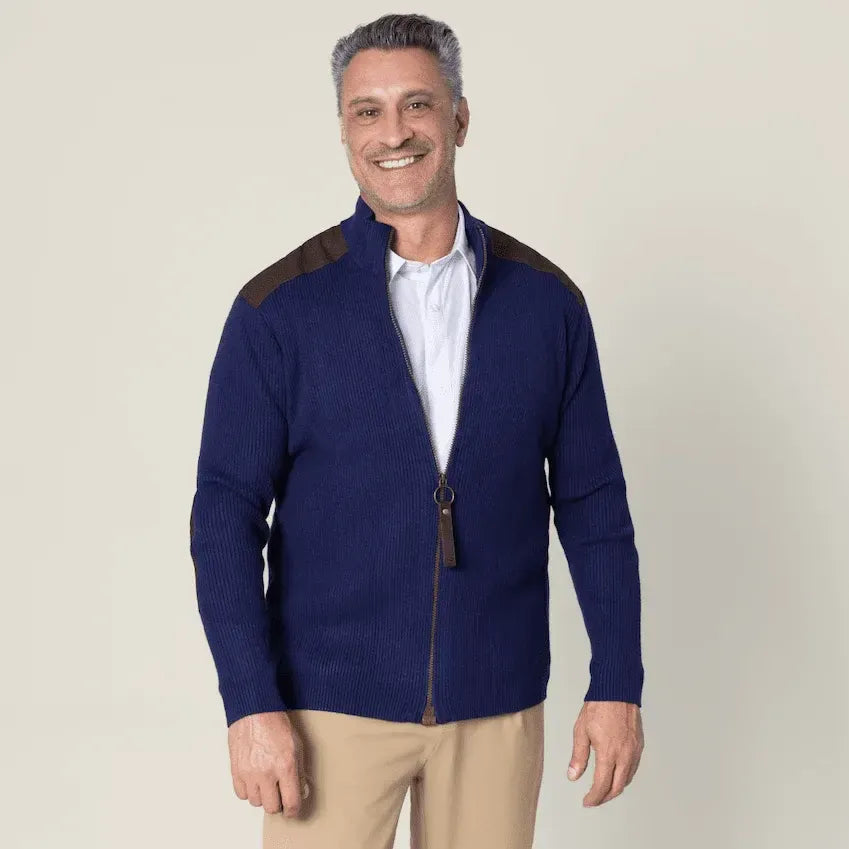 Joe & Bella Navy / S Signature Magnetic Zip-Up Sweater For Men #Navy