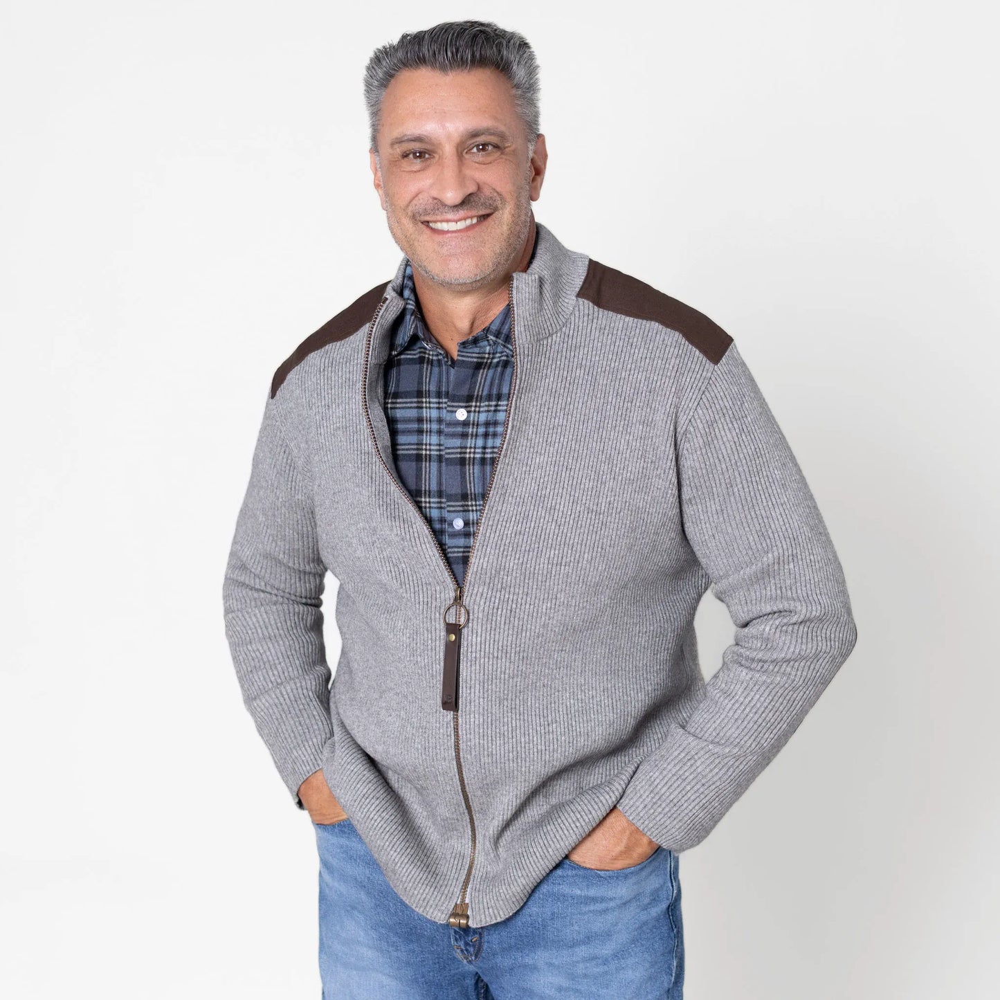Joe & Bella Heathered Grey / S Signature Magnetic Zip-Up for Men #Heathered Grey