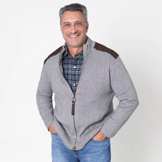 Joe & Bella Heathered Grey / S Signature Magnetic Zip-Up for Men #Heathered Grey