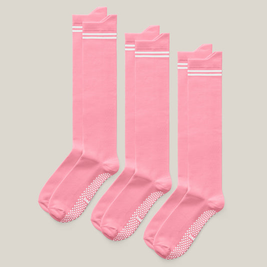Joe & Bella Big-Grip No-Slip Compression Socks: 3-Pack#Pink