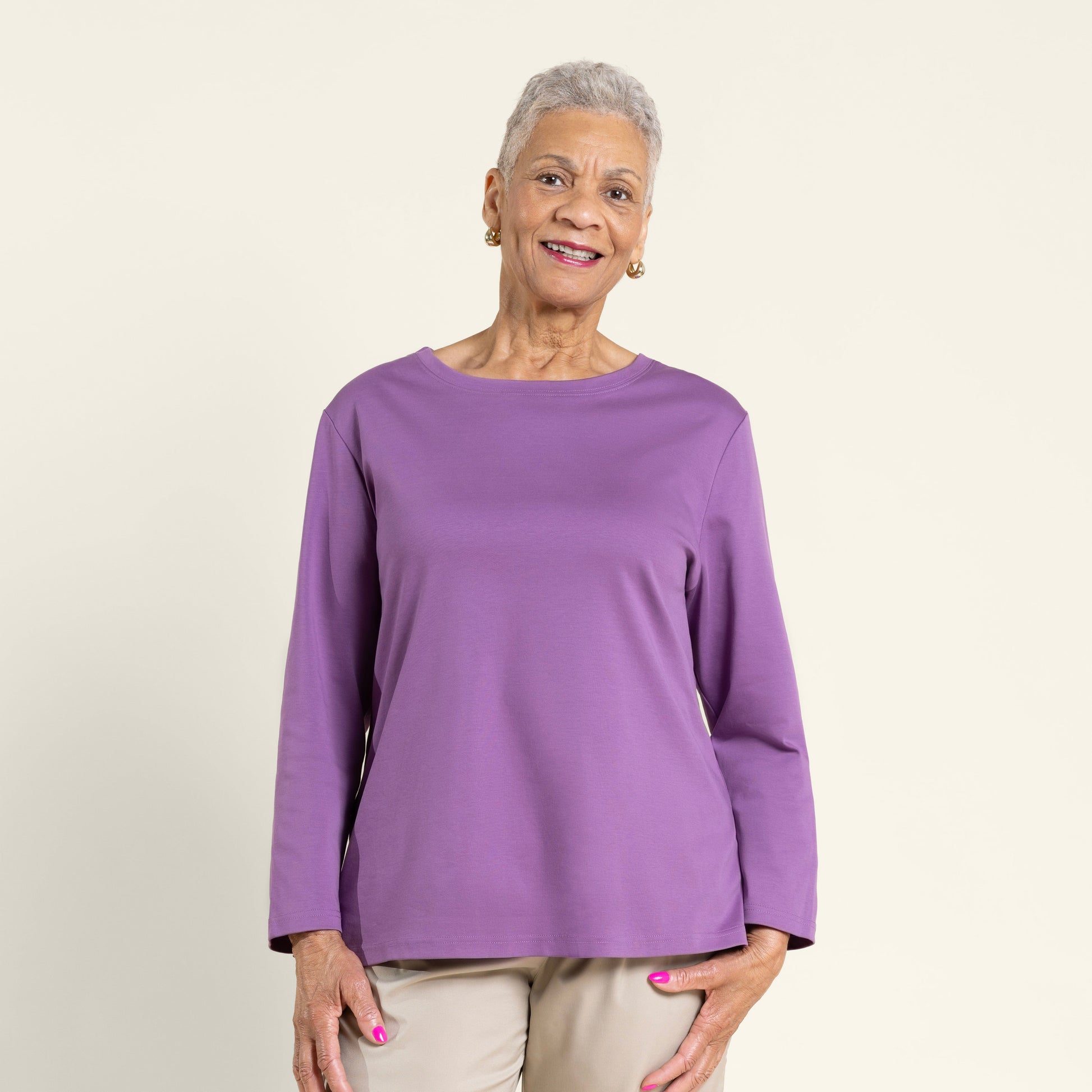 ["Joe & Bella Purple / XS Women's Everyday Long Sleeve Top", "Purple"]