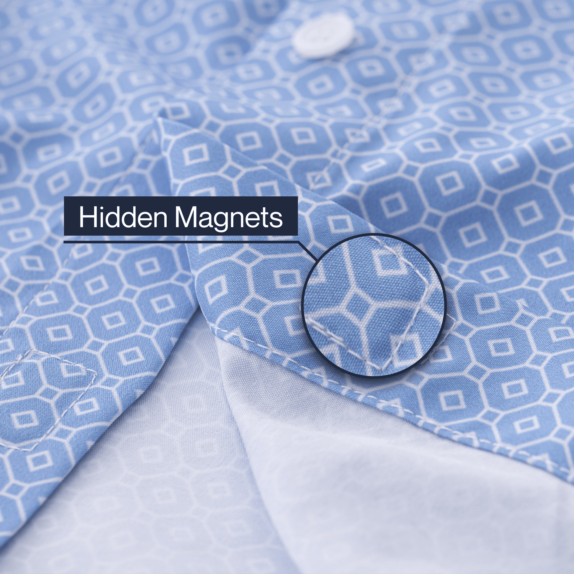 ["Joe & Bella Short-Sleeve Everyday Magnetic-Button Shirt for Men ", "Blue Tile"]