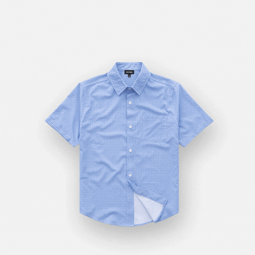 ["Joe & Bella Short-Sleeve Everyday Magnetic-Button Shirt for Men ", "Blue Tile"]