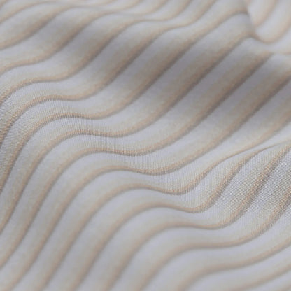Close-up of beige fabric with wavy texture #Tan Stripe