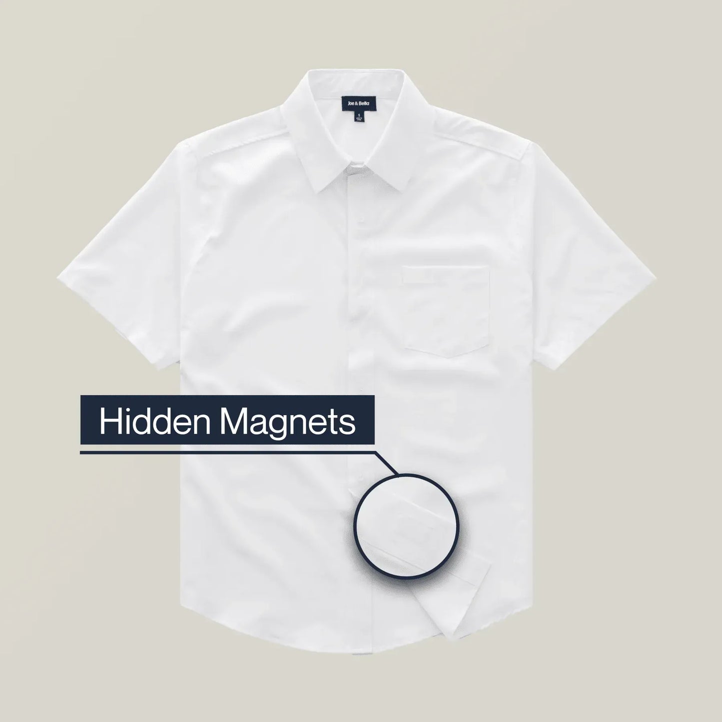 Joe & Bella Short-Sleeve Everyday Magnetic-Button Shirt for Men #White