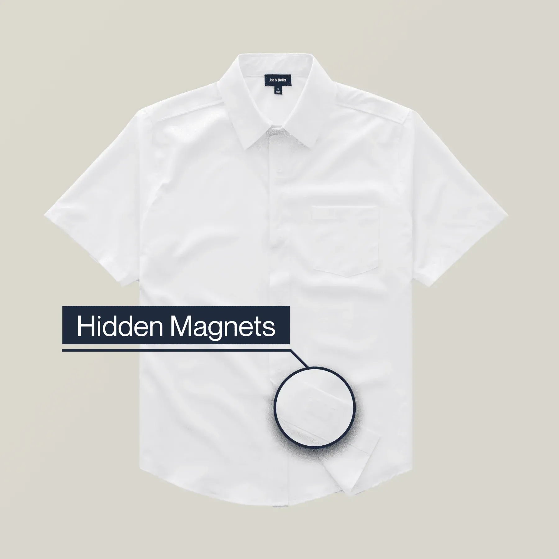 ["Joe & Bella Short-Sleeve Everyday Magnetic-Button Shirt for Men ", "White"]