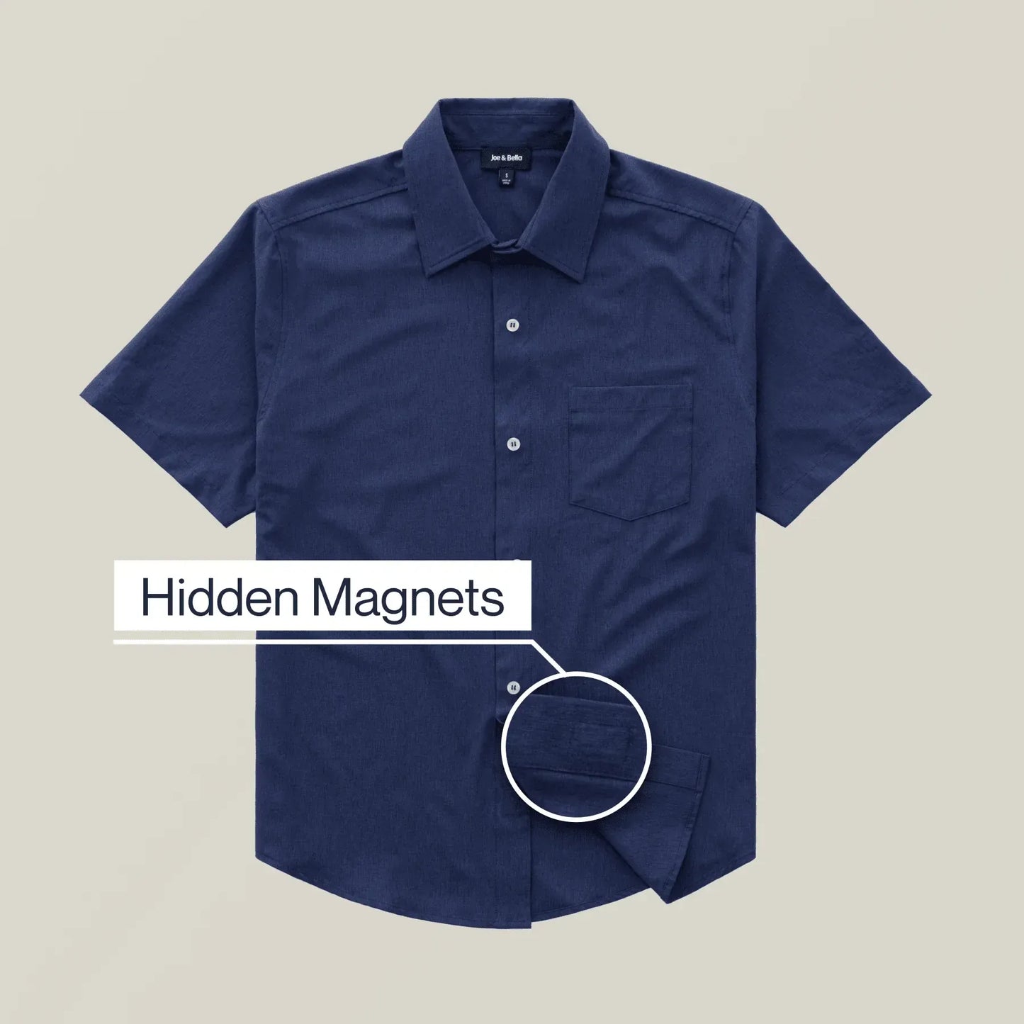 Joe & Bella Short-Sleeve Everyday Magnetic-Button Shirt for Men #Dark Navy
