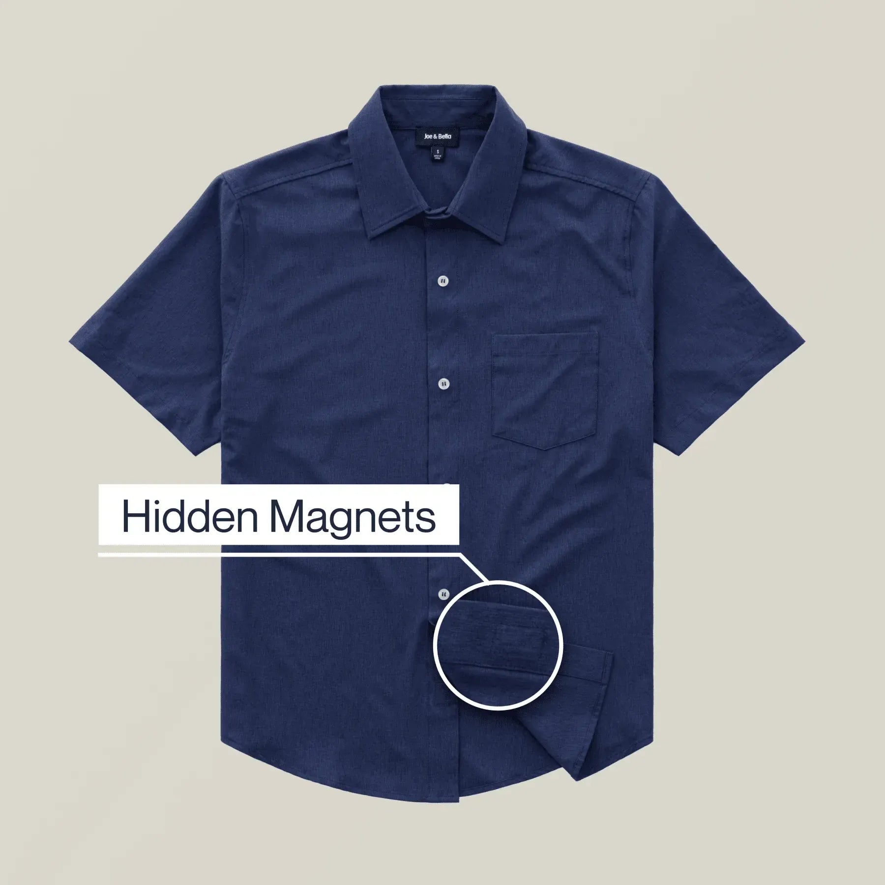 ["Joe & Bella Short-Sleeve Everyday Magnetic-Button Shirt for Men ", "Dark Navy"]