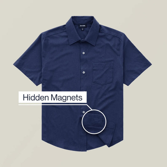 Joe & Bella Short-Sleeve Everyday Magnetic-Button Shirt for Men #Dark Navy