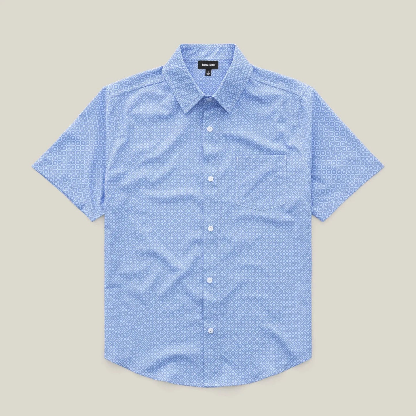 Joe & Bella Blue Tile / S Short-Sleeve Everyday Magnetic-Button Shirt for Men #Blue Tile