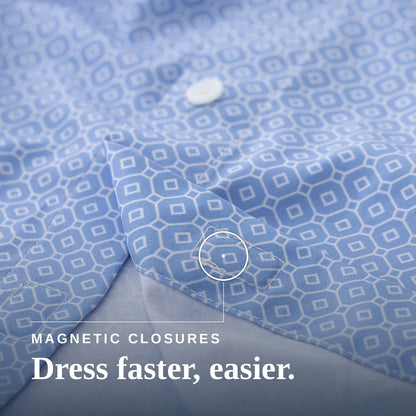 Joe & Bella Short-Sleeve Everyday Magnetic-Button Shirt for Men #Blue Tile