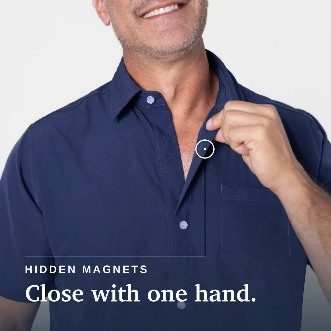 Joe & Bella Short-Sleeve Everyday Magnetic-Button Shirt for Men #Dark Navy
