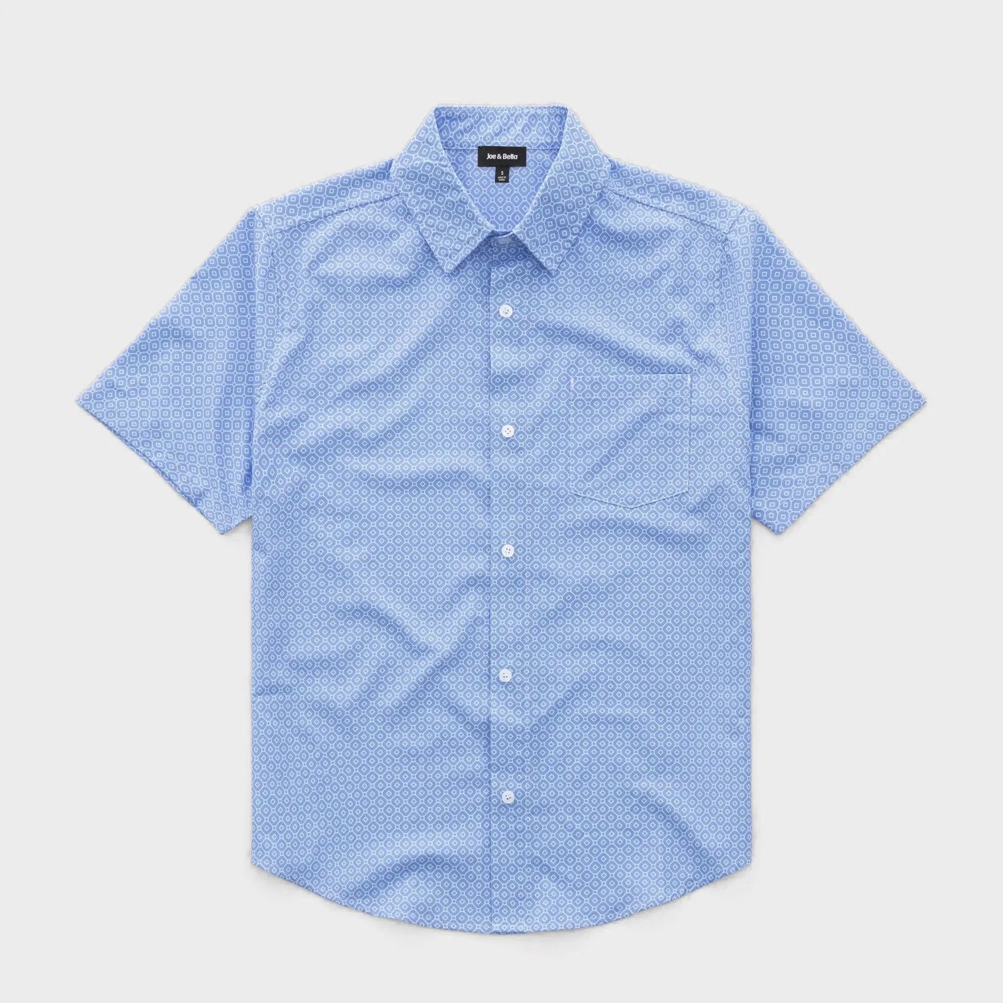 Joe & Bella Blue Tile / S Short-Sleeve Everyday Magnetic-Button Shirt for Men #Blue Tile