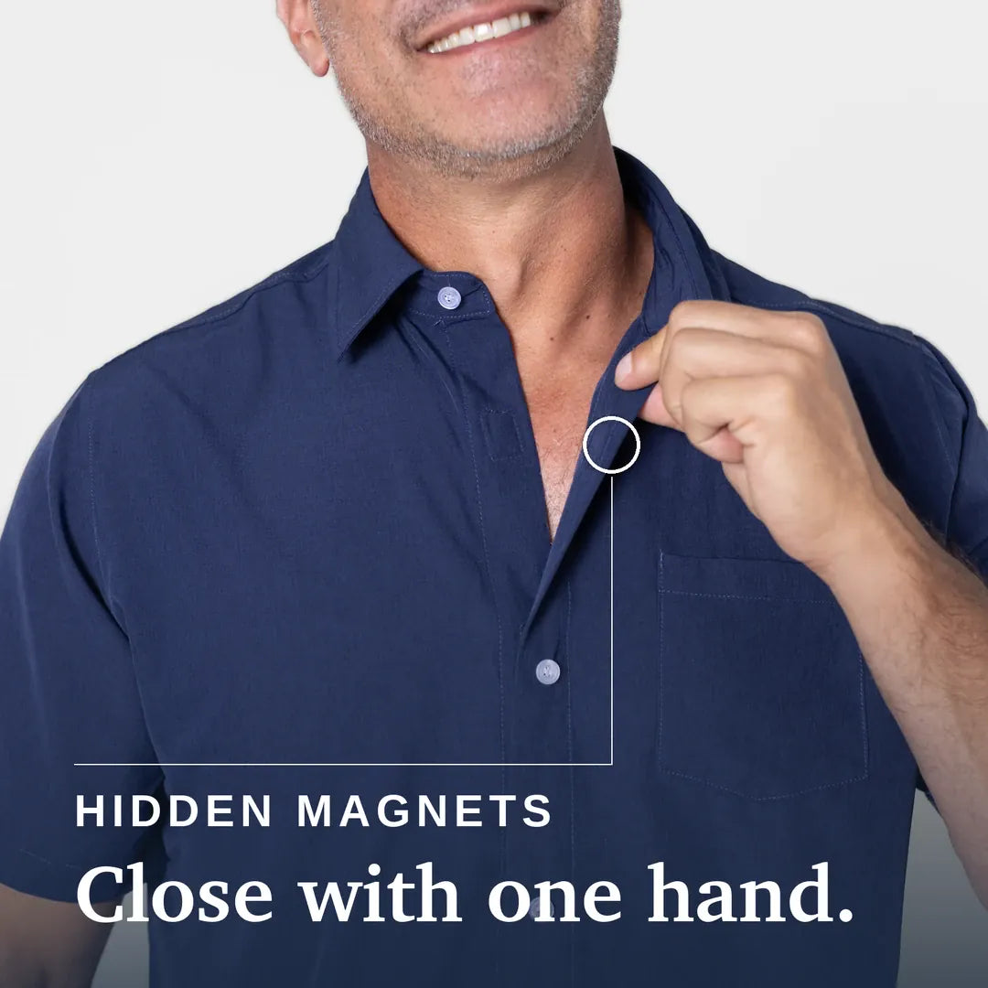 Joe & Bella Short-Sleeve Everyday Magnetic-Button Shirt for Men #Dark Navy