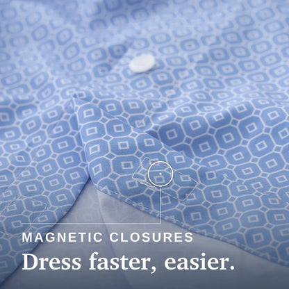 Joe & Bella Short-Sleeve Everyday Magnetic-Button Shirt for Men #Blue Tile