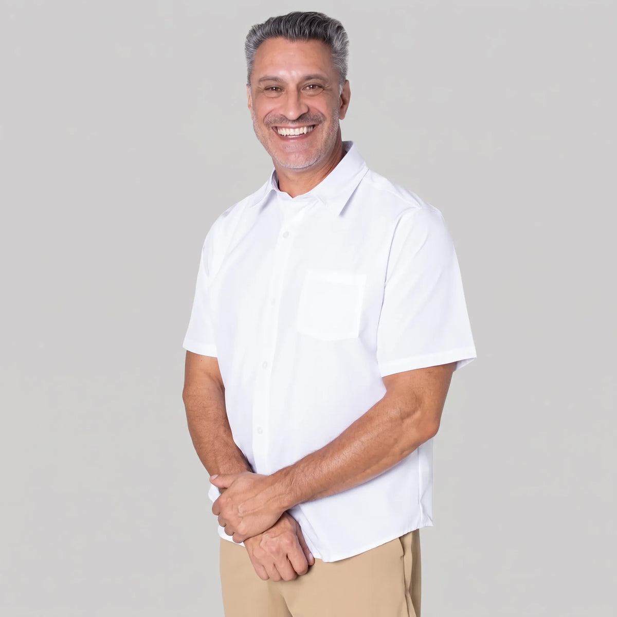 Joe & Bella White / S Short-Sleeve Everyday Magnetic-Button Shirt for Men #White