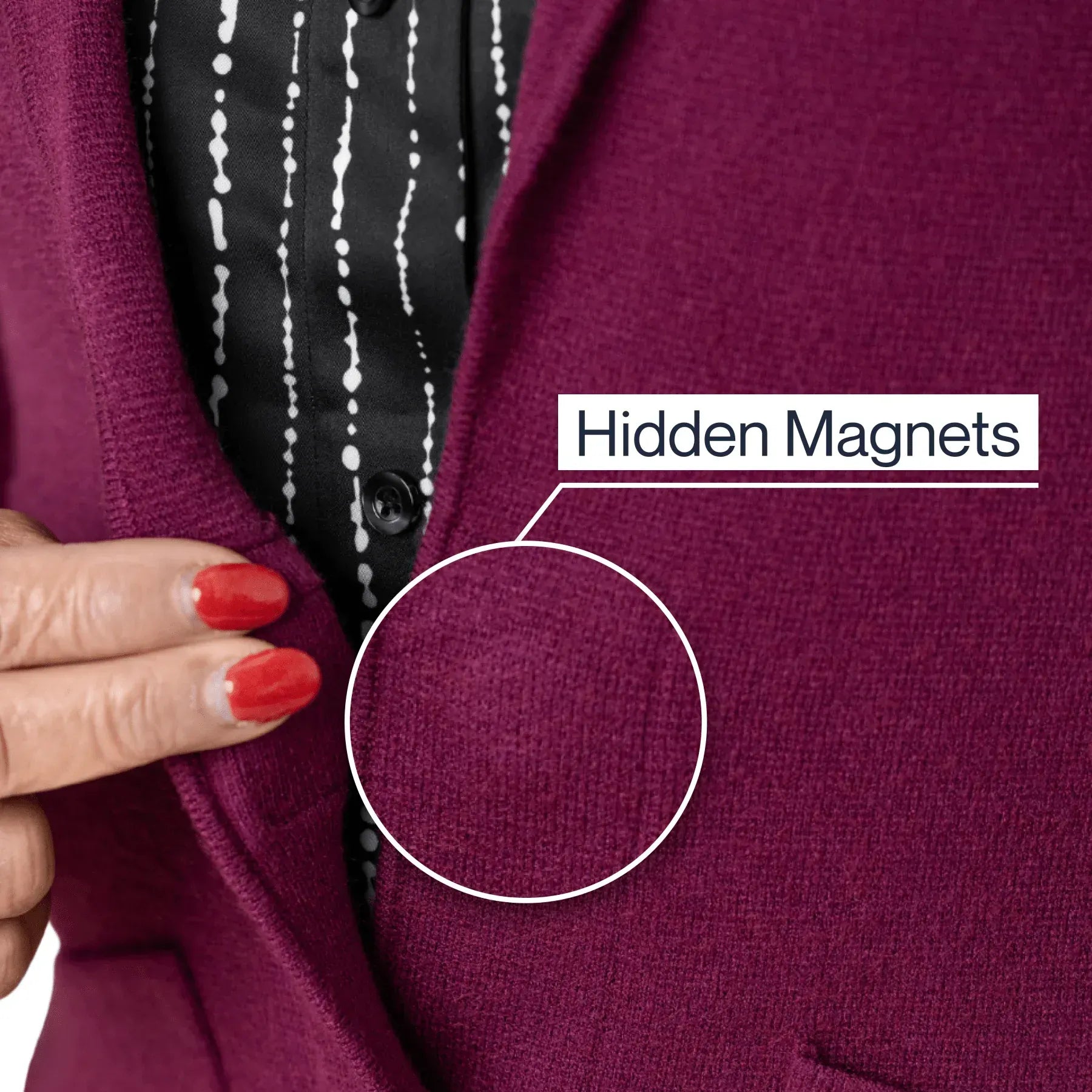 ["Joe & Bella Signature Magnetic Cardigan for Women ", "Berry"]