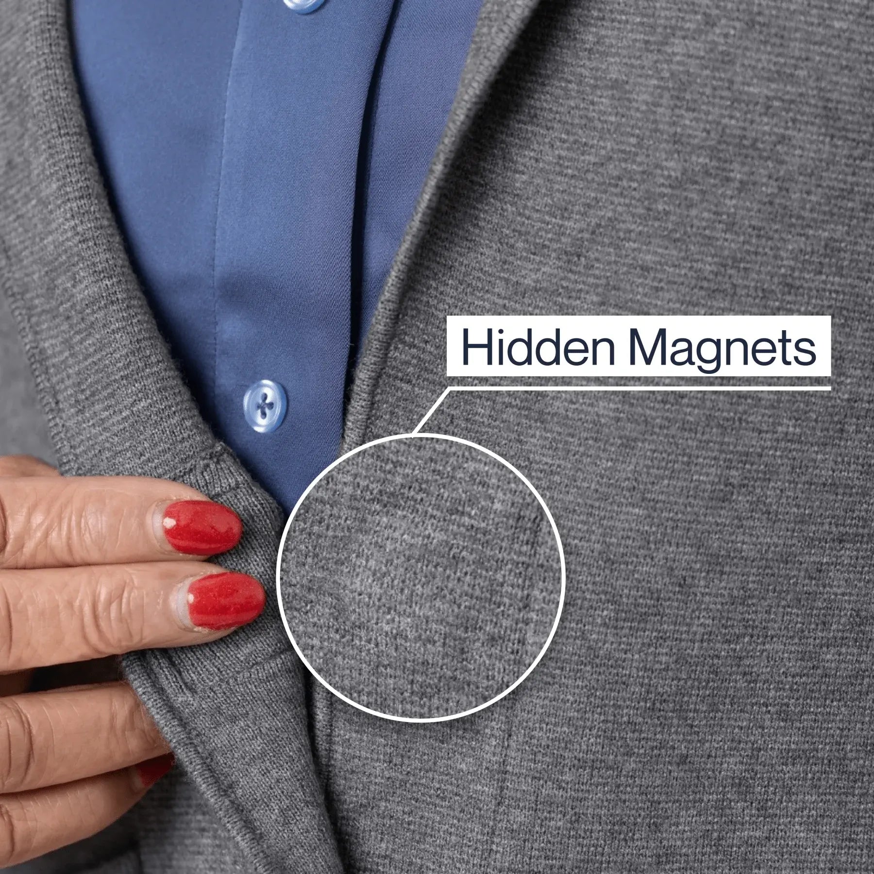 ["Joe & Bella Signature Magnetic Cardigan for Women ", "Heathered Grey"]