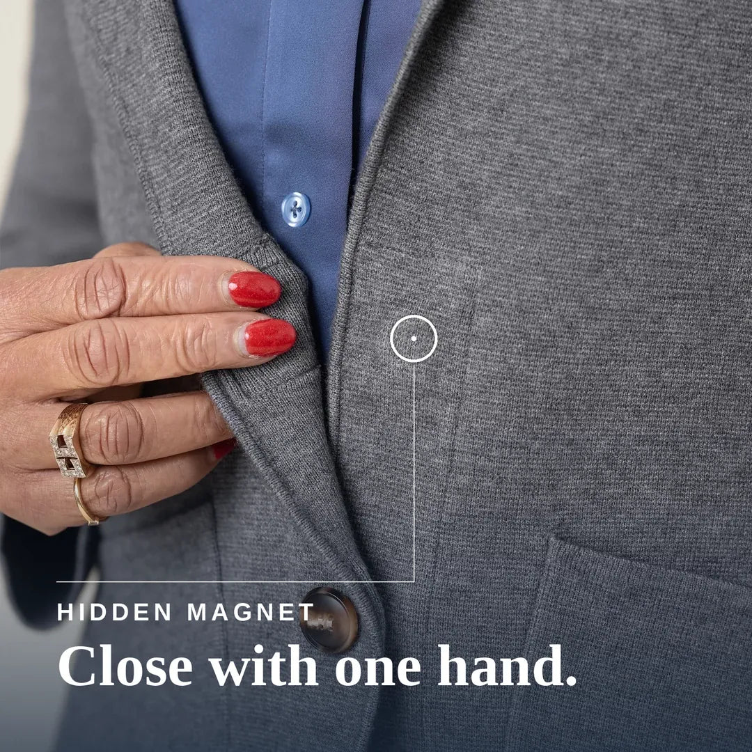 ["Joe & Bella Signature Magnetic Cardigan for Women ", "Heathered Grey"]