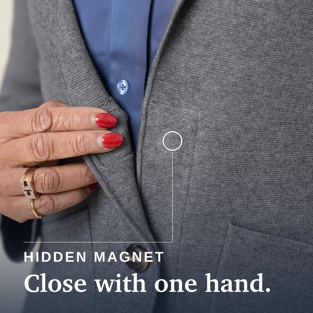 ["Joe & Bella Signature Magnetic Cardigan for Women ", "Heathered Grey"]