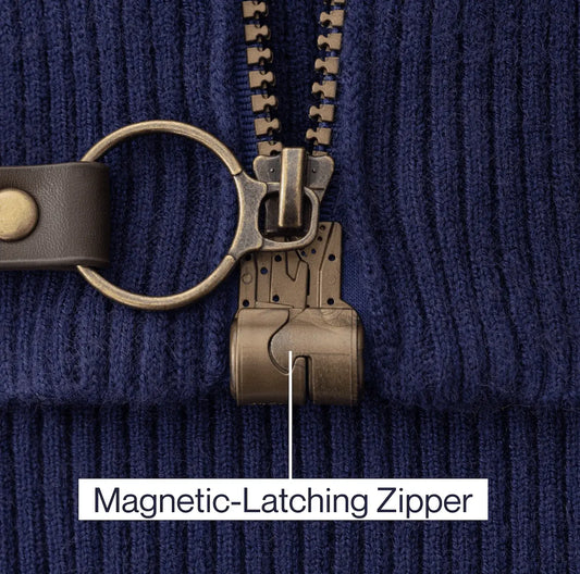 Joe & Bella Signature Magnetic Zip-Up Sweater For Men #Navy