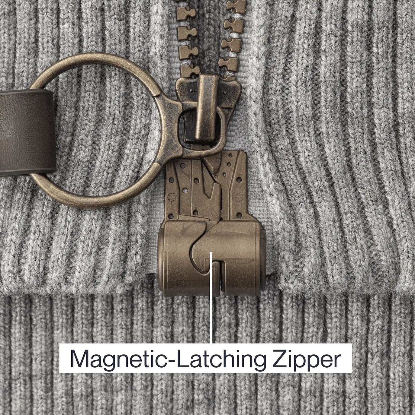 ["Joe & Bella Signature Magnetic Zip-Up Sweater For Men ", "Heathered Grey"]