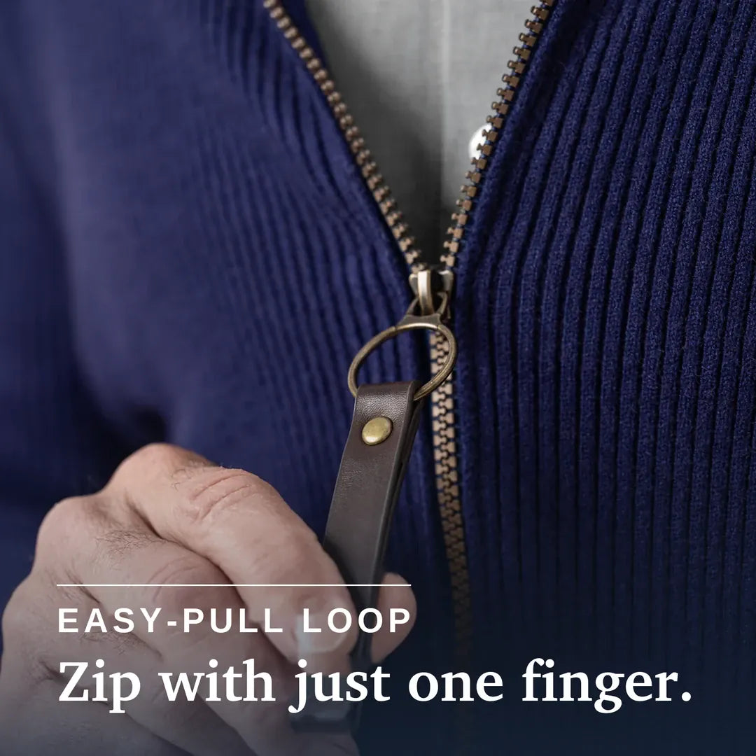 Joe & Bella Signature Magnetic Zip-Up Sweater For Men #Navy