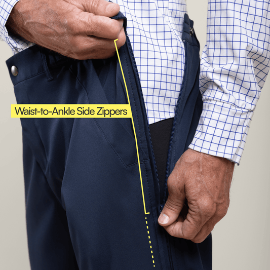 Joe & Bella Signature Side-Zip Chinos for Men#Navy