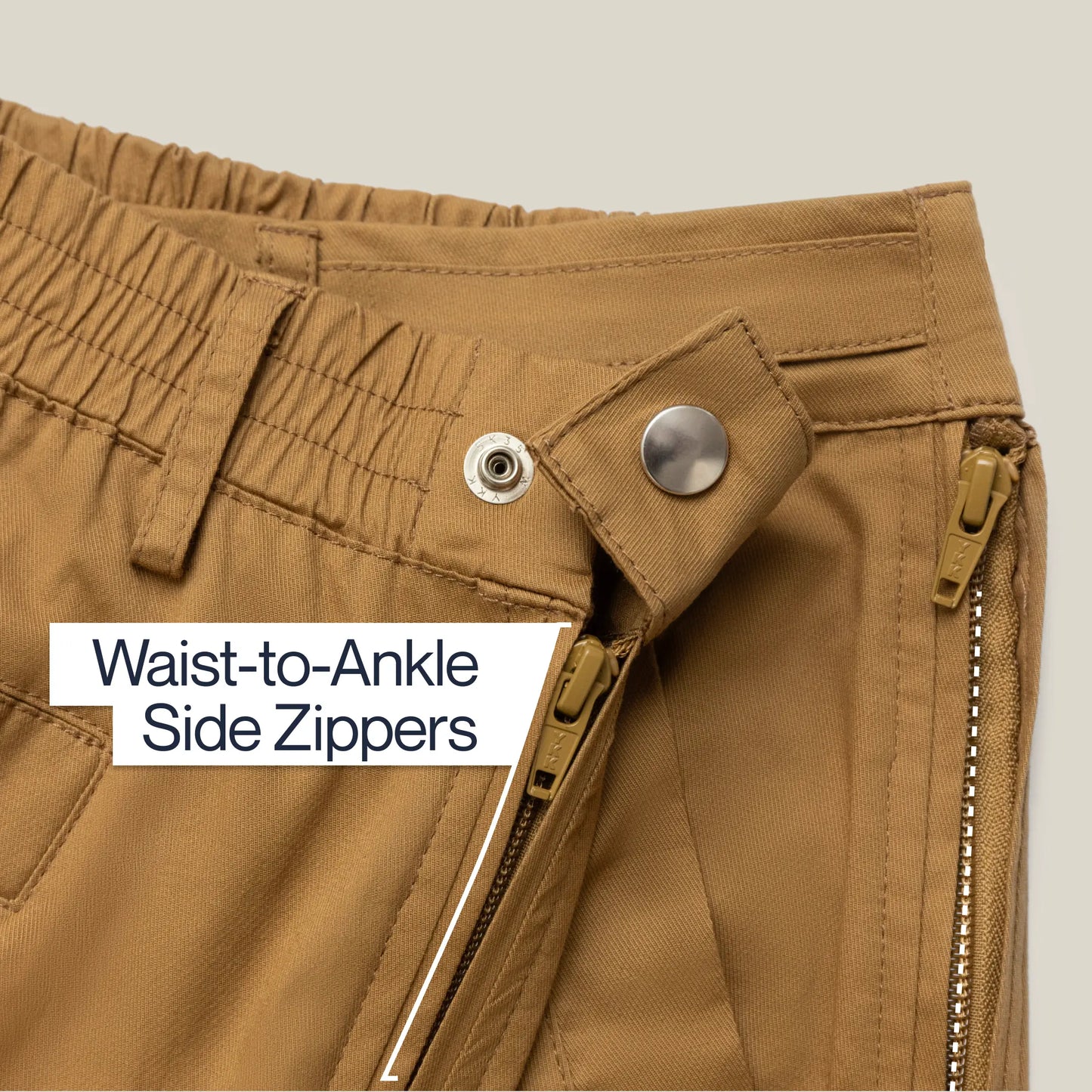 Joe & Bella Signature Side-Zip Chinos for Men #Khaki