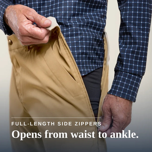 Joe & Bella Signature Side-Zip Chinos for Men #Khaki