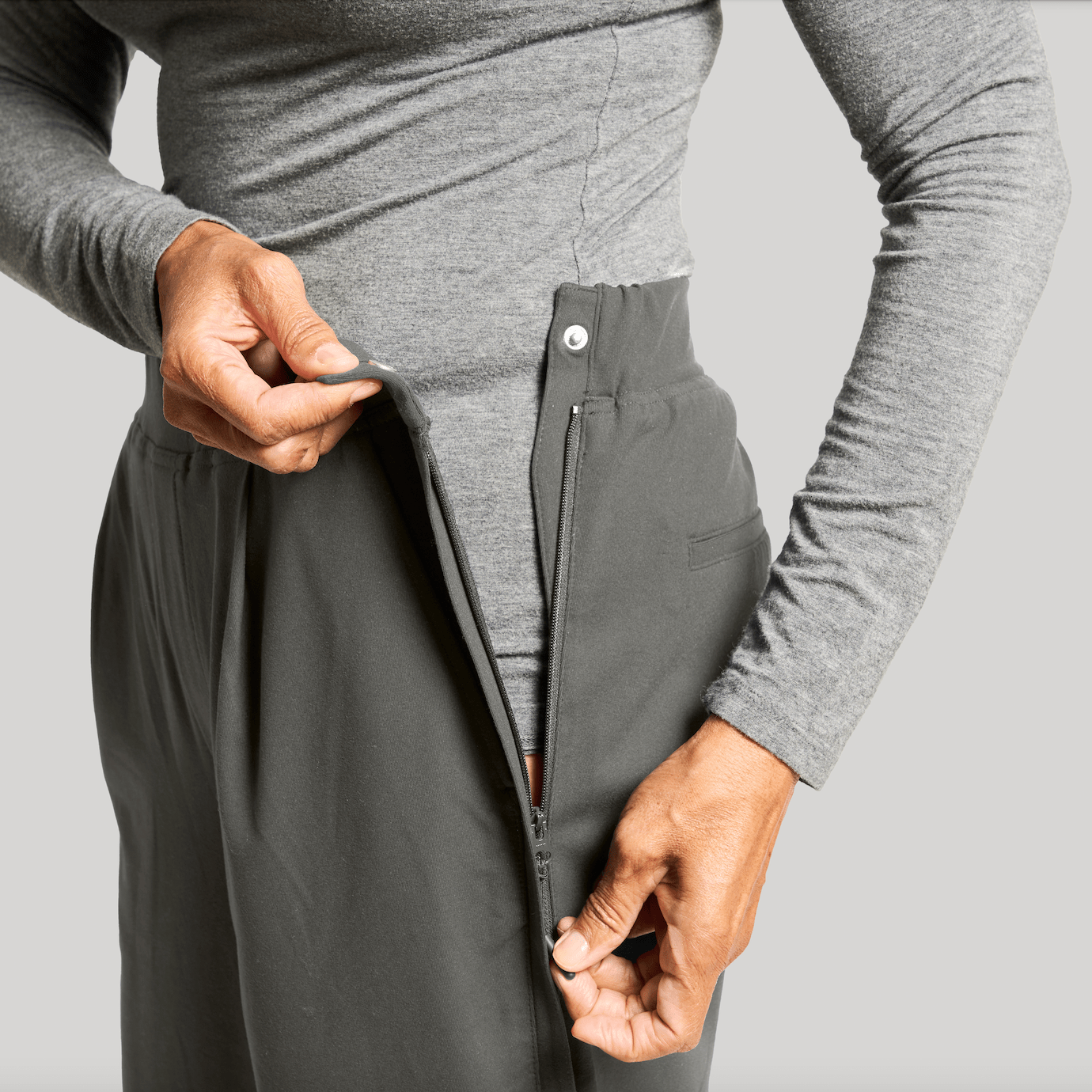 ["Joe & Bella Everyday Side-Zip Pants for Men ", "Slate Grey"]